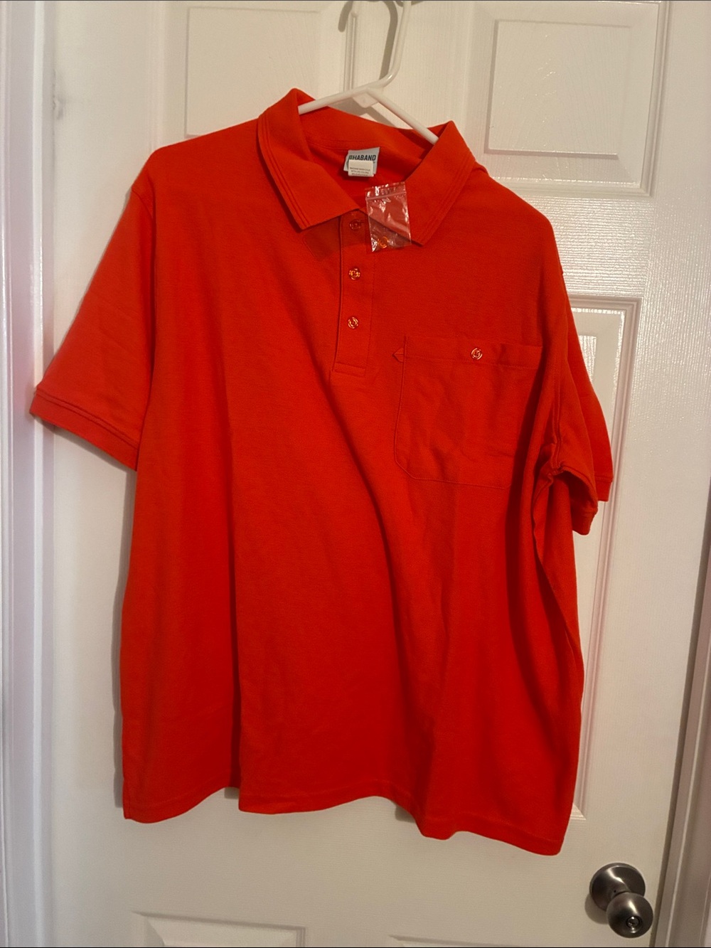 Haband Men’s Vibrant Orange Polo with Left Chest Pocket